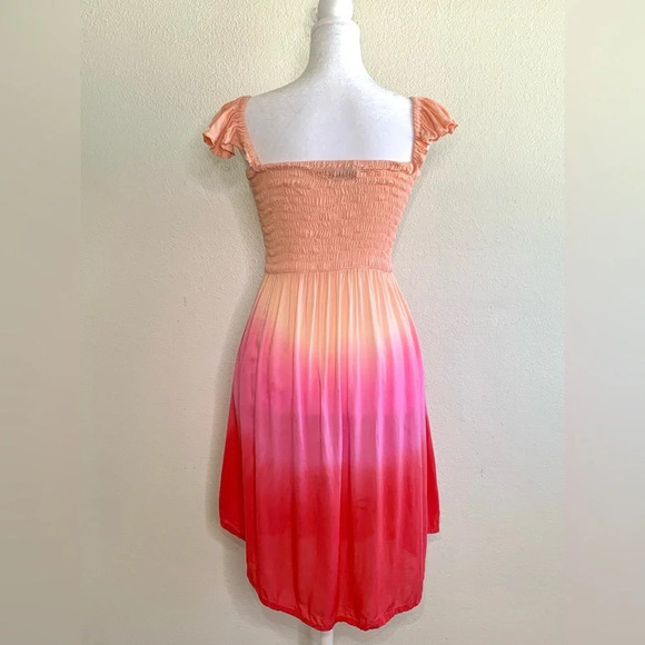 Tiare Hawaii Hollie Mini Dress smocked bodice Ruffle sleeves on/off shoulder S/M - Picture 4 of 16